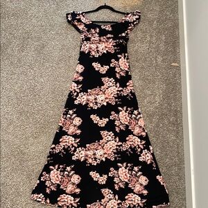 Floral Black and Pink Women's Dress